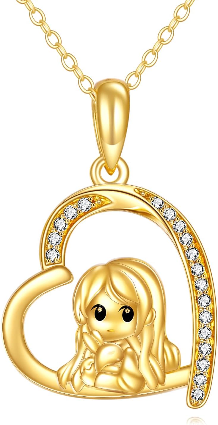 KECHO Christmas Gifts 14k Solid Gold Animals Necklace for Women Giraffe Bee Elephant Ladybug Koala Axolotl Horse Unicorn Cat Necklaces Pendant Jewelry Mothers Day Birthday for Mom Wife Friends