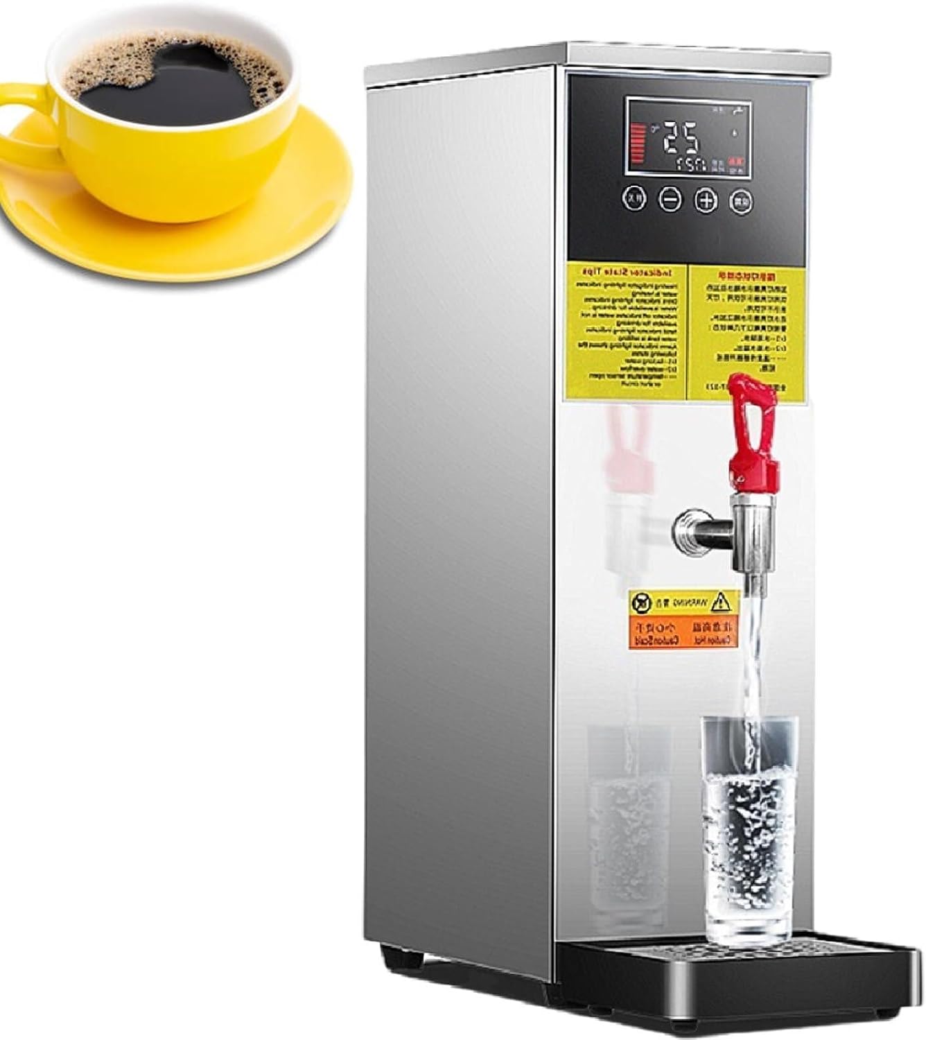 Commercial Hot Water Boiler, Stainless Steel Automatic Water Heater, Hot Water Dispensers, LCD Display, Temperature Control, for Coffee, Tea, Milk, Hot Drinks(Silver,40l)