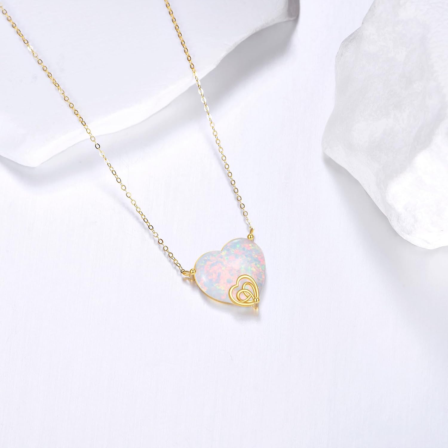 DOVRAN 14K Solid Gold Cat/Butterfly/Heart/Teardrop Necklace for Women 14K Gold Opal/Lapis Lazuli/Black Onyx Pendant Jewelry Gift for Women
