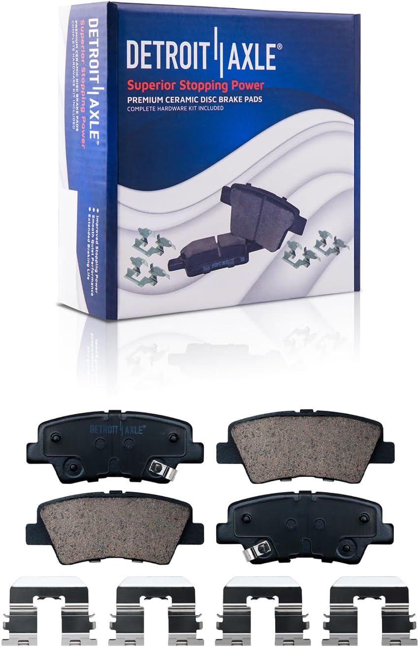 Detroit Axle - Brake Kit for 12-17 Kia Rio, 11.02' inch Front and 10.32' inch Rear Disc Brake Rotors Ceramic Brakes Pads with Hardware 2012 2013 2014 2015 2016 2017 Replacement