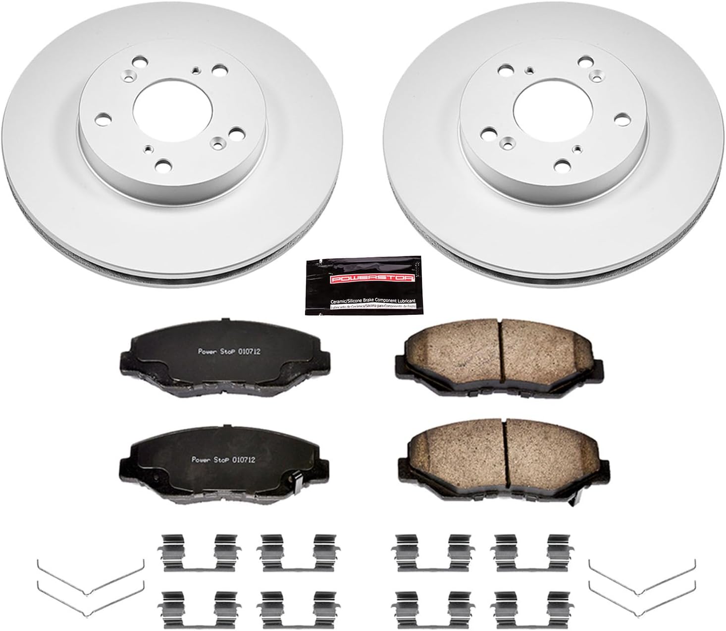 PowerStop Front Brake Kit for Acura ILX 2014-15 |Honda Accord 2003-12 |Civic 2013-21 |CR-V 2002-04 |CR-Z 2016 - Fully-Coated Disc Rotors with Z17 Ceramic Brake Pads Replacement, CRK1043