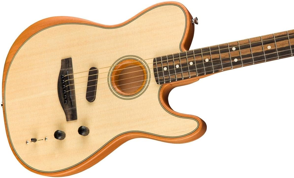 Fender American Acoustasonic Telecaster Acoustic Electric Guitar, with 2-Year Warranty, Natural, Ebony Fingerboard, with Gig Bag