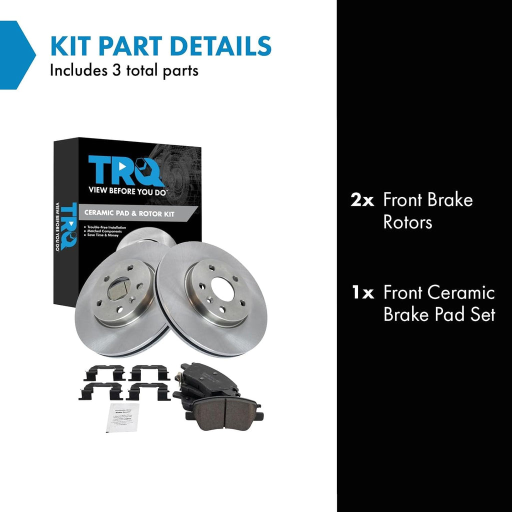 TRQ Front Brake Pad and Rotor Set Ceramic Compatible with 2017-2021 Chevrolet Bolt EV 2016-2019 Cruze 2016-2019 Volt