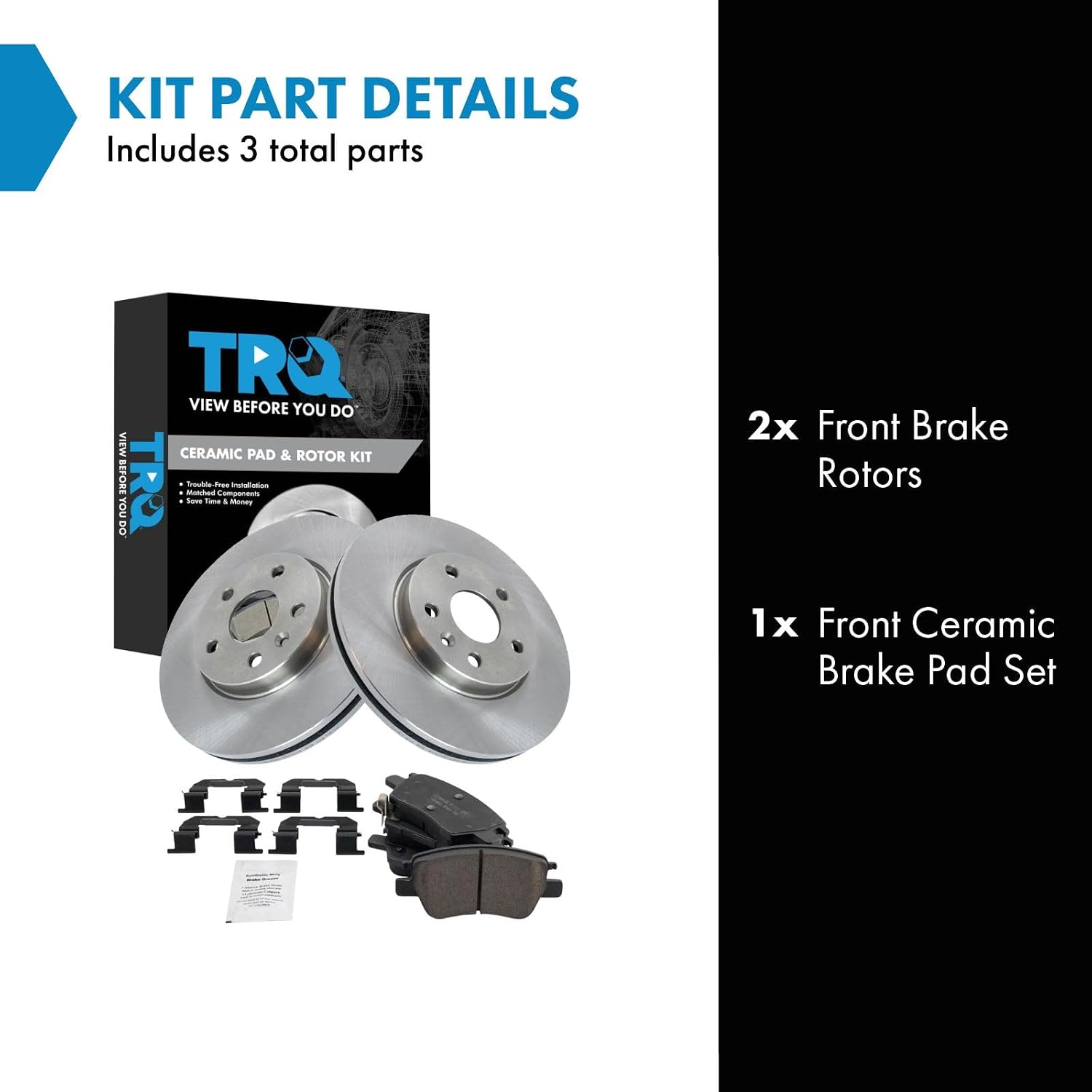 TRQ Front Brake Pad and Rotor Set Ceramic Compatible with 2017-2021 Chevrolet Bolt EV 2016-2019 Cruze 2016-2019 Volt