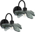 Black Bathroom Vanity Light Vintage Wall Sconce Black Wall Lamp Sconces Wall Decor Set of 2 with Dark Green Glass Shade Vanity Lighting Fixture Over Mirror for Bedroom Hallway Living Room