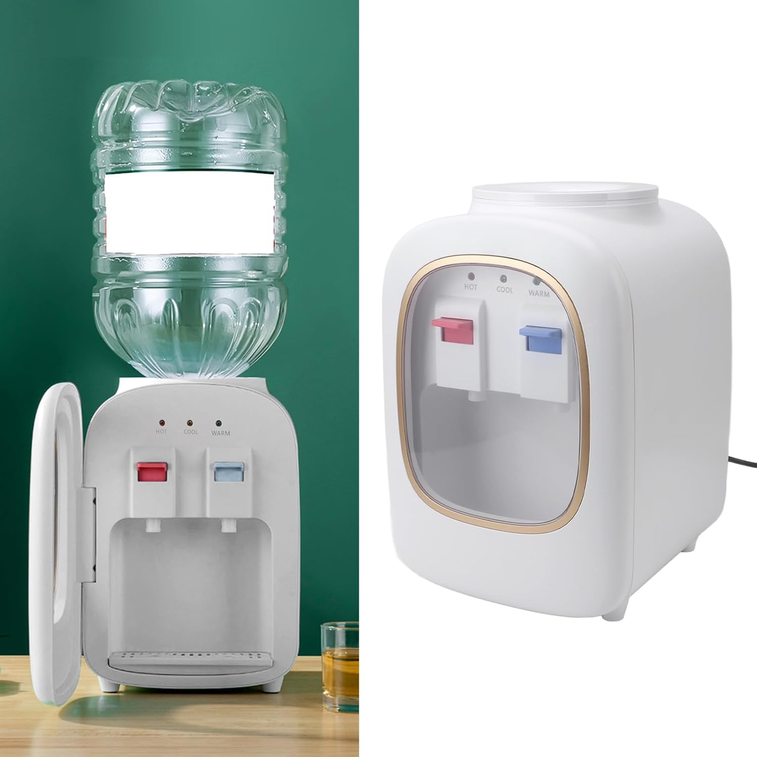 Hot Cold Water Dispenser, Professional Low Noise Dual Use Efficient Small Countertop Water Dispenser for Home and Office, with Food Grade Stainless Steel Liner Heating,