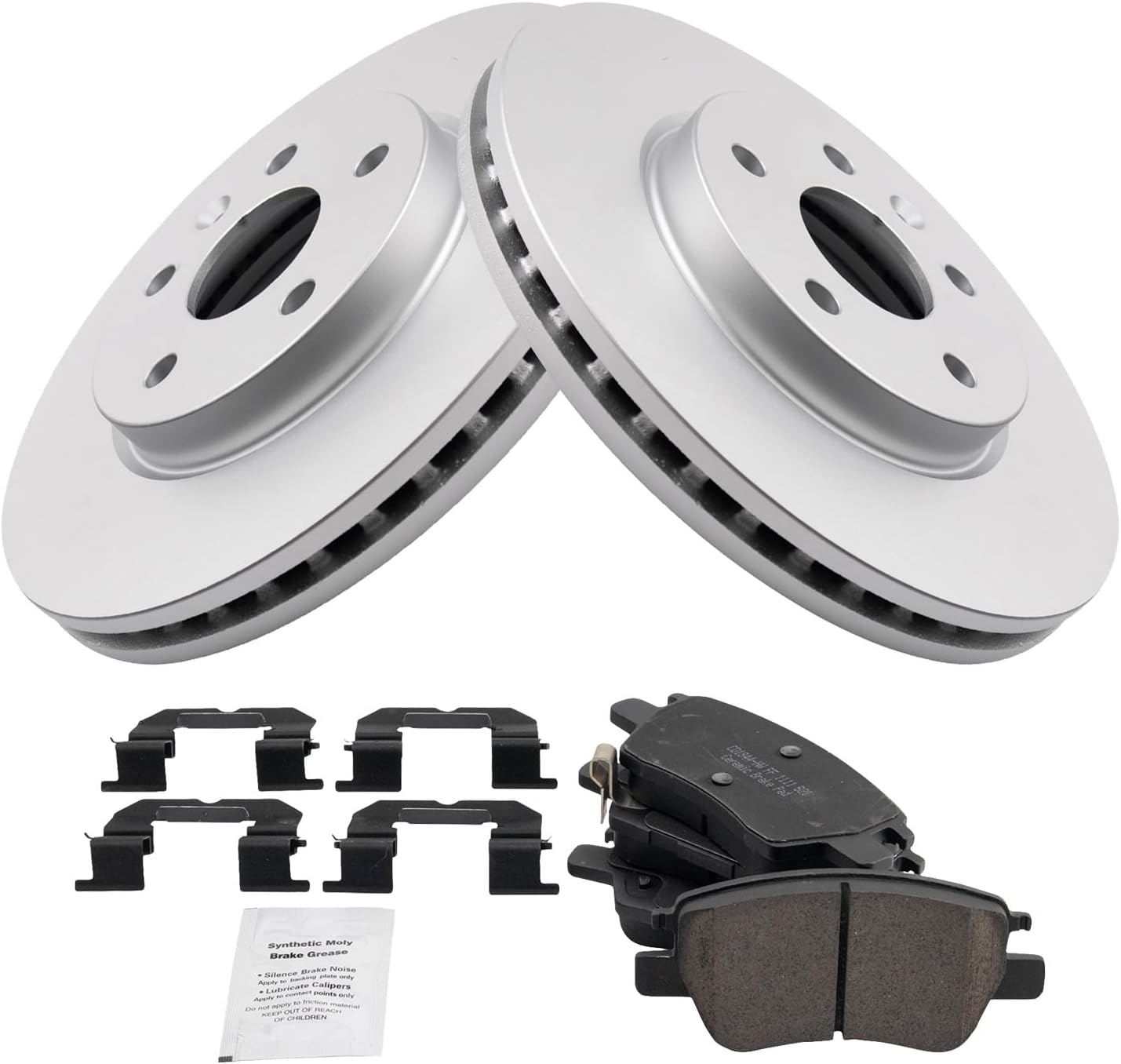 TRQ Front Brake Pad and Rotor Set Ceramic G Coated Rotors Compatible with 2017-2021 Chevrolet Bolt EV 2016-2019 Cruze 2016-2019 Volt