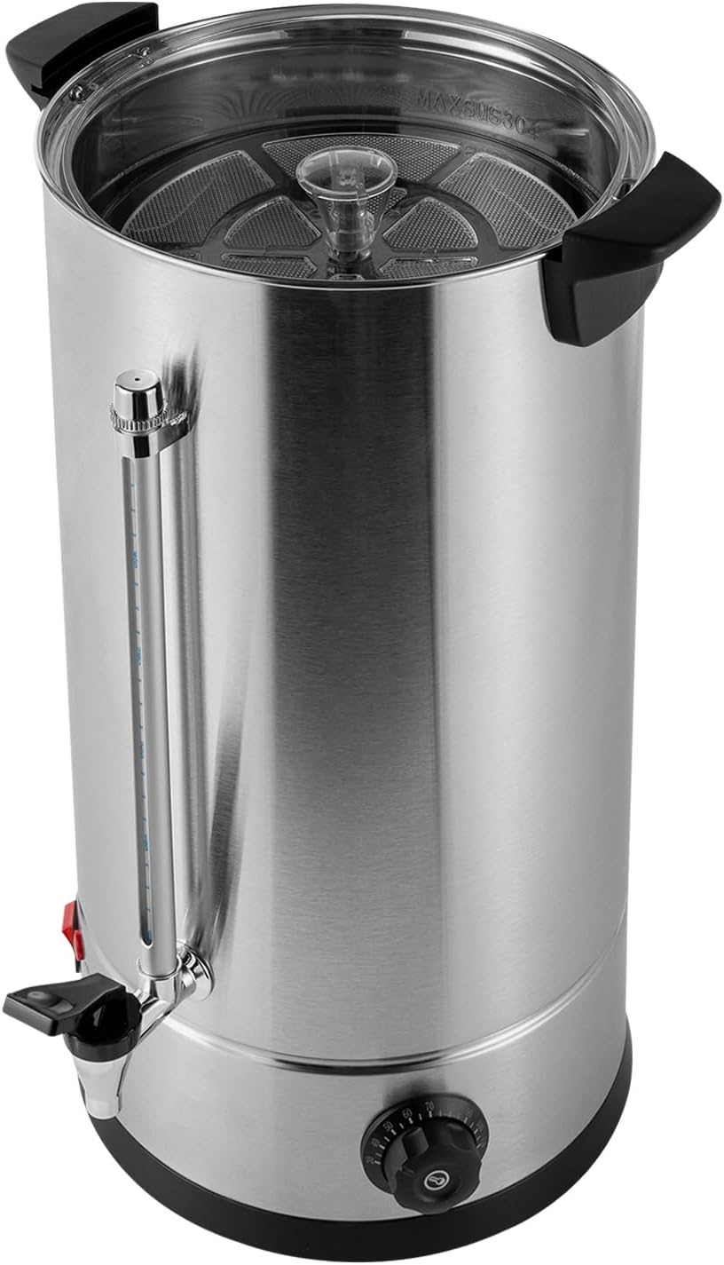 Commercial Coffee Urn & Hot Beverage Dispenser,25L Stainless Steel Large Capacity Hot Water Dispense with Anti-Dry Burn Protection Control Double-Layer Barrel Wall & Thermostable Design for Coffee Tea