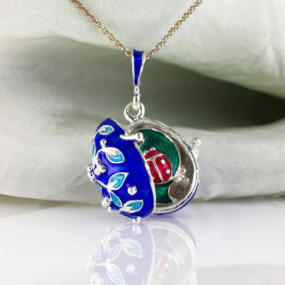 Locket Ladybug Surprise Red Green Enamel Jewelry Sterling Silver Gold Vermeil Necklace Pendant for Women
