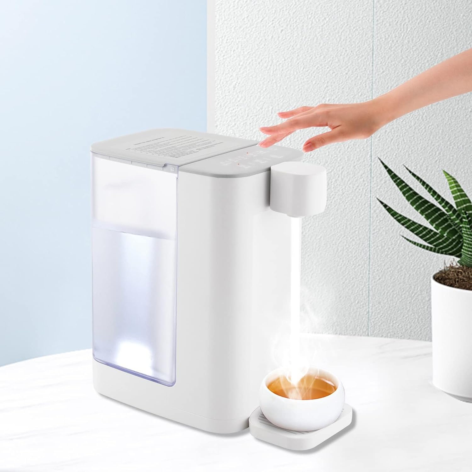 Instant Hot Water Dispenser, Countertop Water Dispenser System for Quick Heating & Outputting, Adjustable 5 Temperatures & 2 Water Outputs, 3L Water Tank Capacity,White