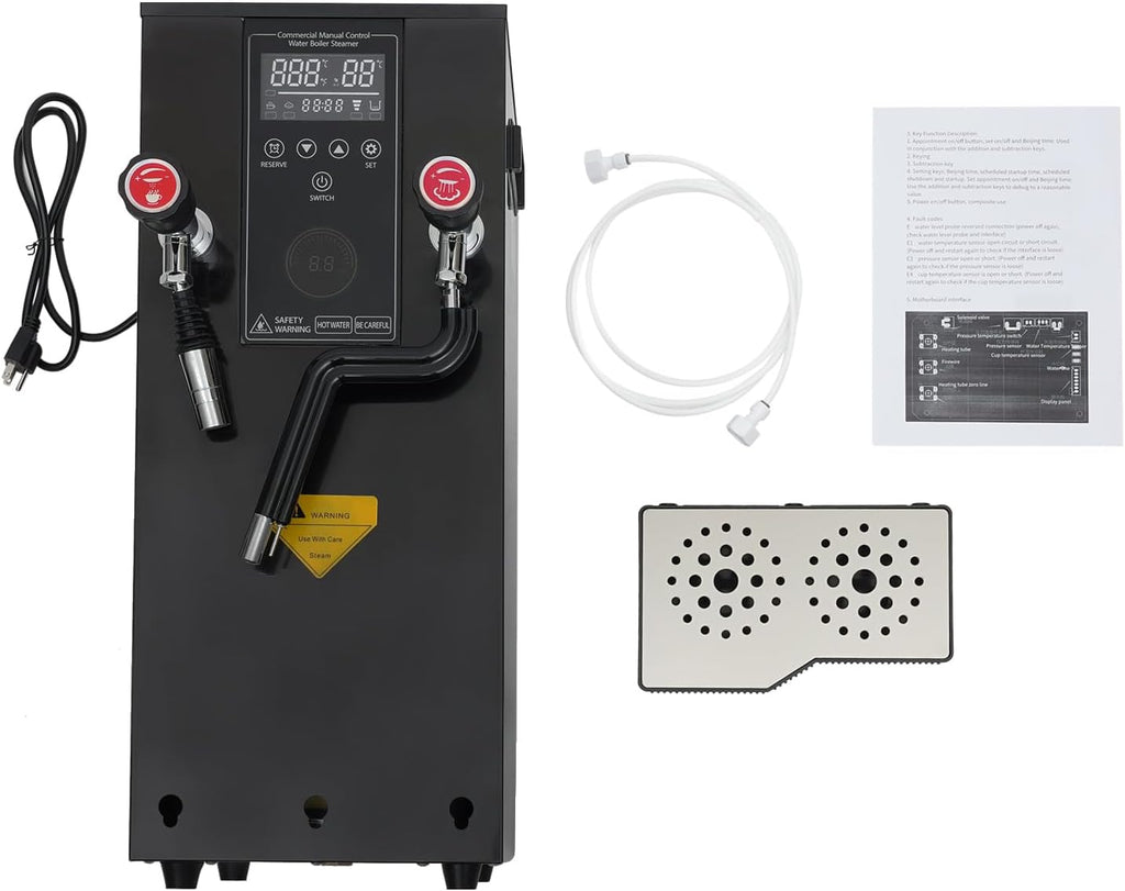 Water Boiler Eletric Commercial Hot Water Dispenser Countertop 3.2 Gal Black Automatic 3000W Rapid Heating for Tea Boba Tea Milk Tea Restaurant Hotel