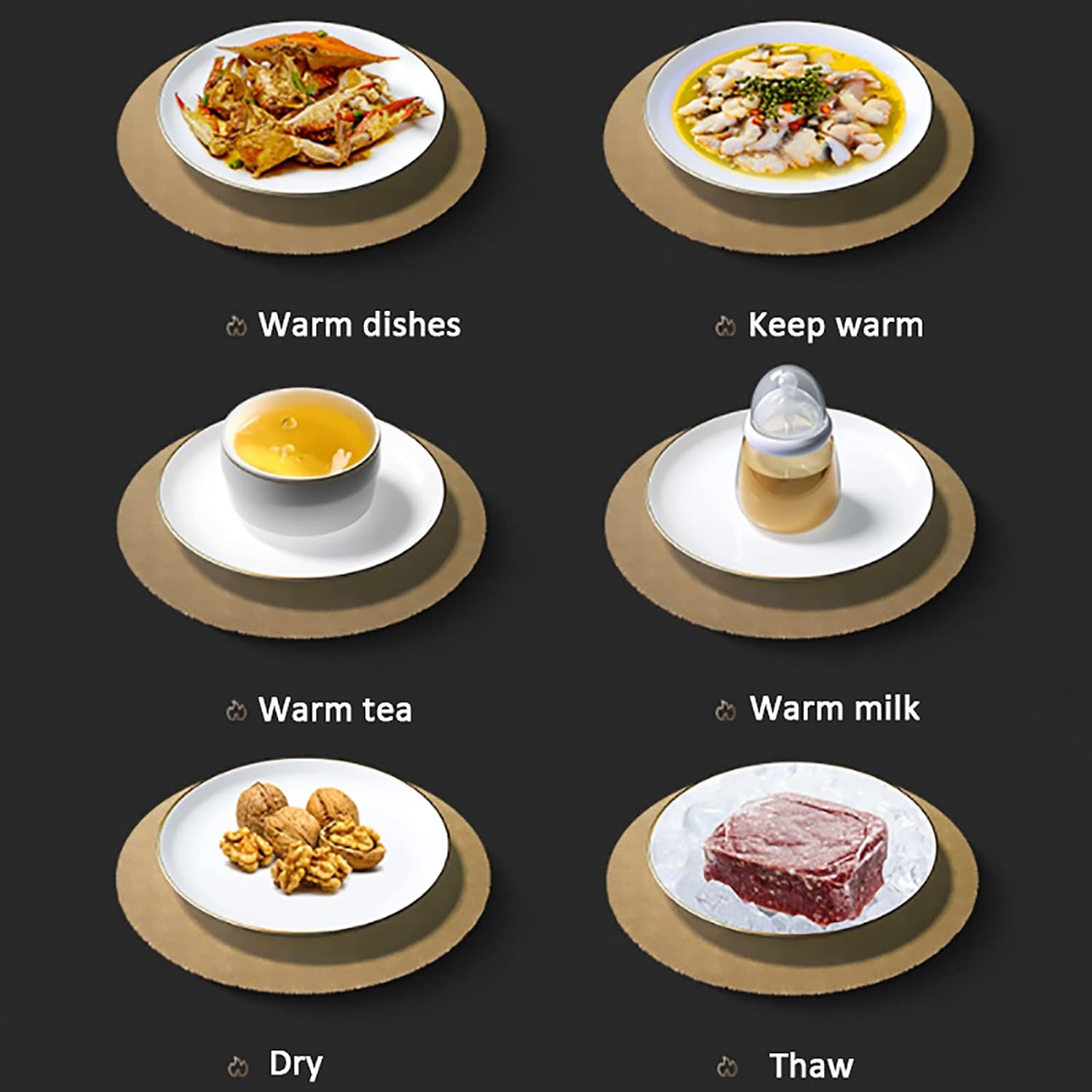 Plate Warmer Electric Hot Plate Warming Tray Rectangle Electric Food Warmer Tempered Glass Surface with 16 Functions Keeps Food Hot AdjusTemperature Control
