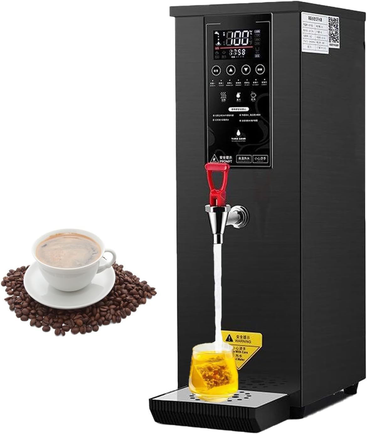 Commercial Hot Water Dispenser, Stainless Steel Autofill Boiler, 2.5kW Electric Countertop, Non Drip Tap, Ideal for Tea, Coffee, Desserts in Hotels and Cafés (B Black)