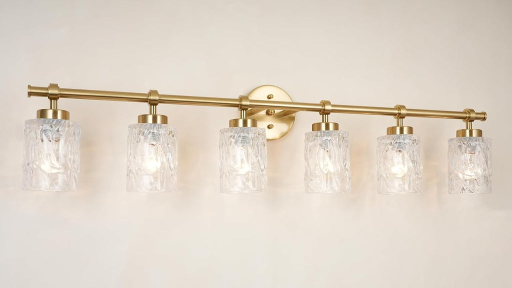 ALICE HOUSE Modern 6-Light Bathroom Vanity Light, 41' Brushed Brass Finish Wall Lighting Fixture Over Mirror for Bathroom, Powder Room, Makeup AL5095-W6