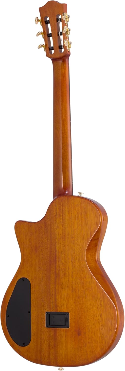 Bromo BEN2C 3TS Electric Nylon String Guitar, Thinline Fully Chambered Semi-Hollow Body