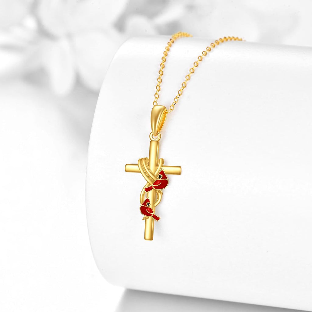 KECHO 14k Real Gold Cross Jewelry Gifts for Mother Grandma Sister Cross Pendant Necklace for Women