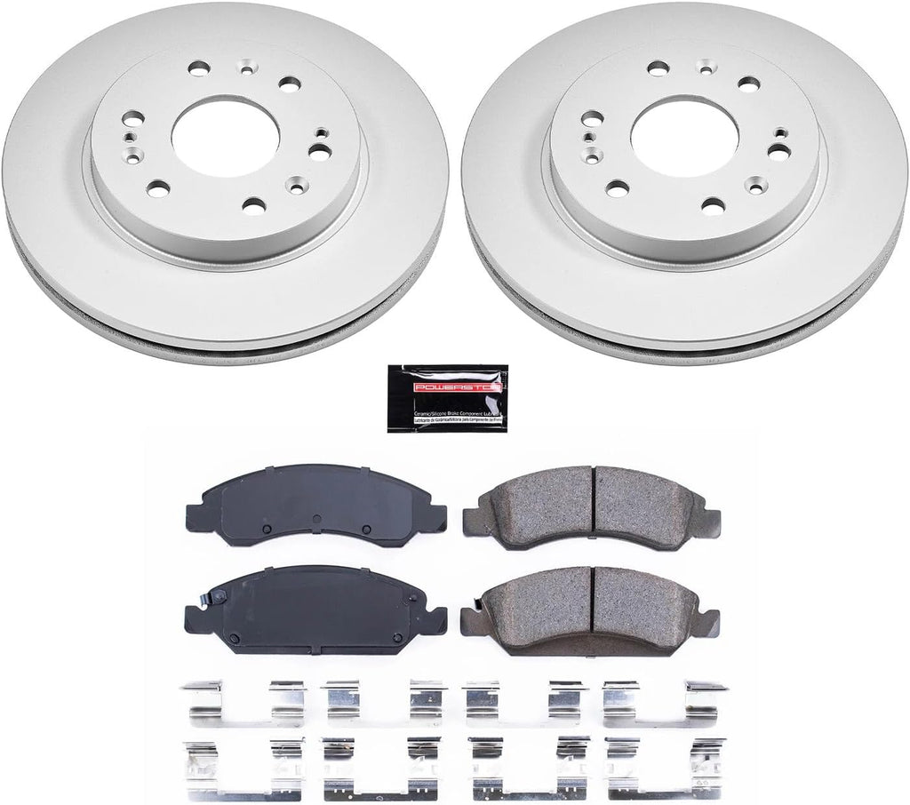 PowerStop Front Brake Kit for Cadillac Escalade 2008-20 |Escalade ESV 2008-20 |Escalade EXT 2008-13 |XTS 2013-19 - Fully-Coated Disc Rotors with Z17 Ceramic Brake Pads Replacement, CRK2069
