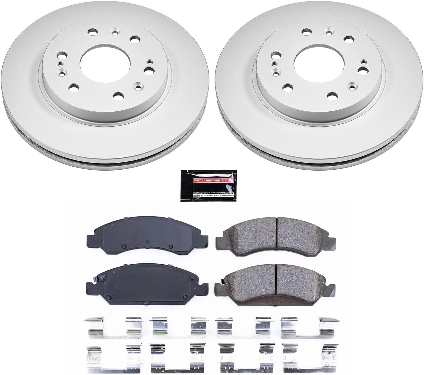 PowerStop Front Brake Kit for Cadillac Escalade 2008-20 |Escalade ESV 2008-20 |Escalade EXT 2008-13 |XTS 2013-19 - Fully-Coated Disc Rotors with Z17 Ceramic Brake Pads Replacement, CRK2069