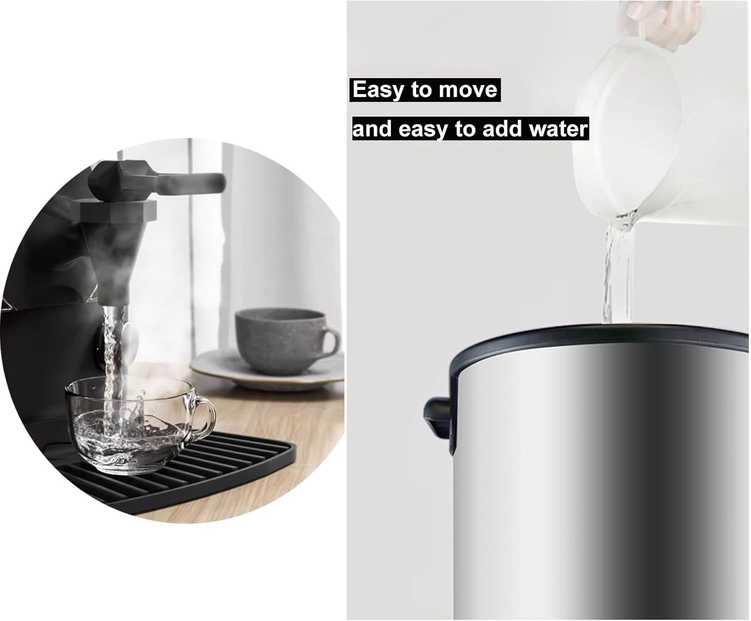 15.4L Commercial Large Capacity Stainless Steel Hot Water Dispenser Temperature Control Electric Boiling Bucket for Coffee Shops Milk Tea Shops Restaurants 110V 1500W