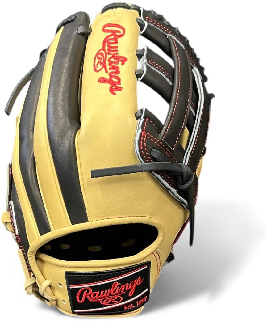 Rawlings Heart of the Hide 'Swaggy O' Baseball Glove – 12', 12.25', First Base Mitt & Catcher's Mitt – RHT & LHT – Pro Leather, Blonde/Black/Red Design