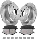 Rear Automotive Replacement Brake Kit, Drilled Slotted Rotors Kit Compatible with 2008-2012 Jeep Liberty, 2007-2011 Dodge Nitro|OE Brake Rotors and Brake Pads|316mm(12.4in)|53044 D1274-8390