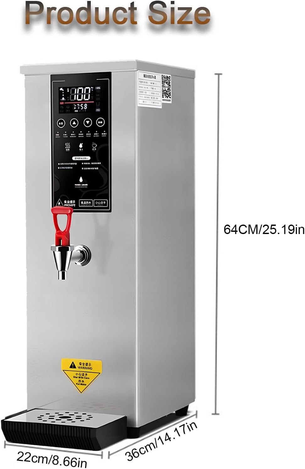 Electric Countertop Hot Water Machine, Built-in Purifier, Temperature Adjustable, Step-heating, 60L/H Large Output, for Boba Tea Coffee Office Restaurant Silver