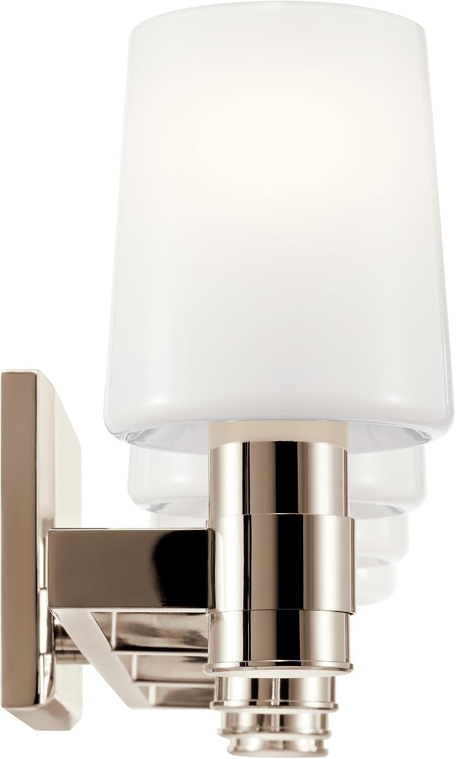 Kichler Adani 4-Light Bathroom Vanity Light Fixture with Opal Glass in Polished Nickel, Modern Wall Mount Lighting Over Mirror for Bathroom (8.25' x 30'), 55177PN