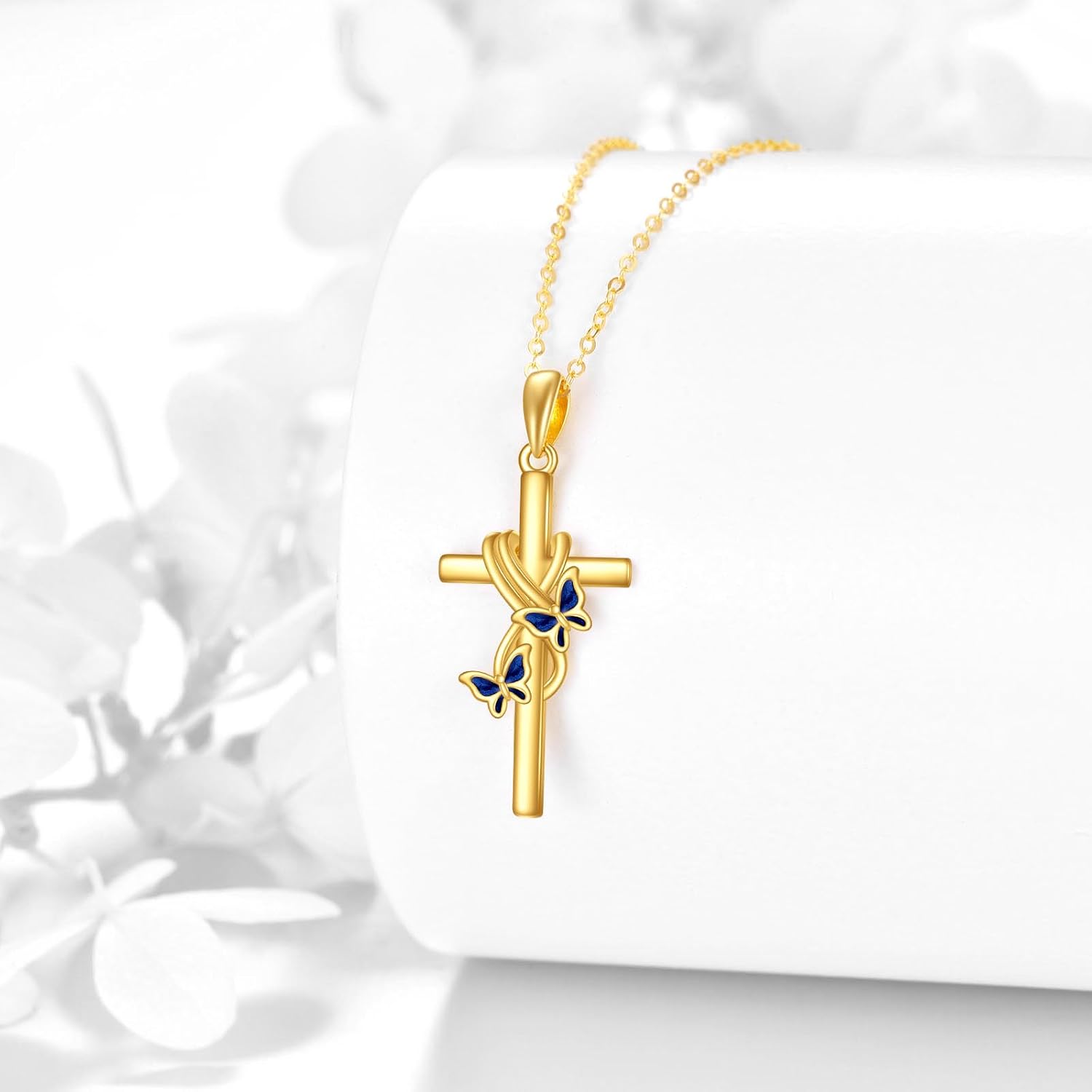 KECHO 14k Real Gold Cross Jewelry Gifts for Mother Grandma Sister Cross Pendant Necklace for Women