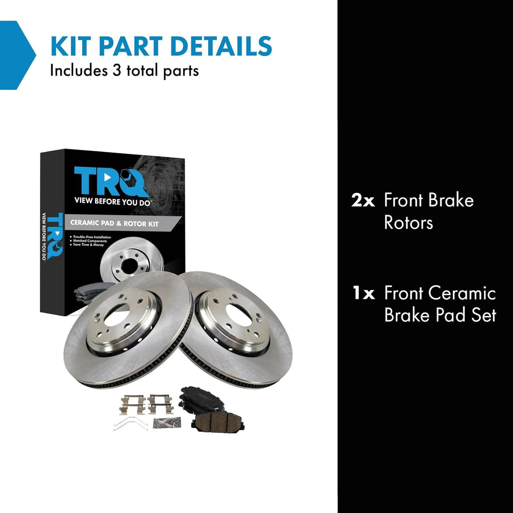 TRQ Front Brake Pad and Rotor Set Ceramic Rotors Compatible with 2017-2019 Acura ILX 2016-2019 Honda Civic 2016-2017 Accord
