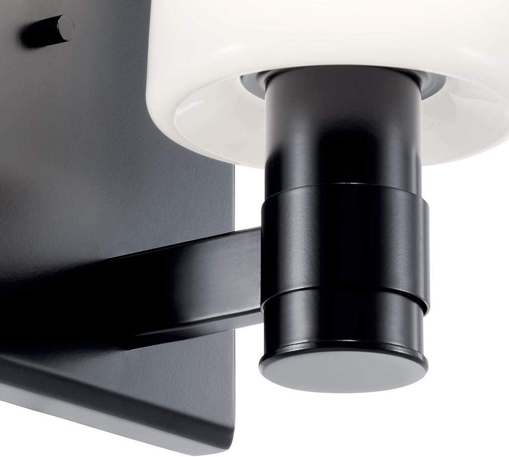 Kichler Adani 1-Light Wall Sconce, Modern Light with Opal Glass in Black, for Bathroom, Powder Room, Kitchen, Bedroom, or Hallway (8.5' x 5'), 55174BK