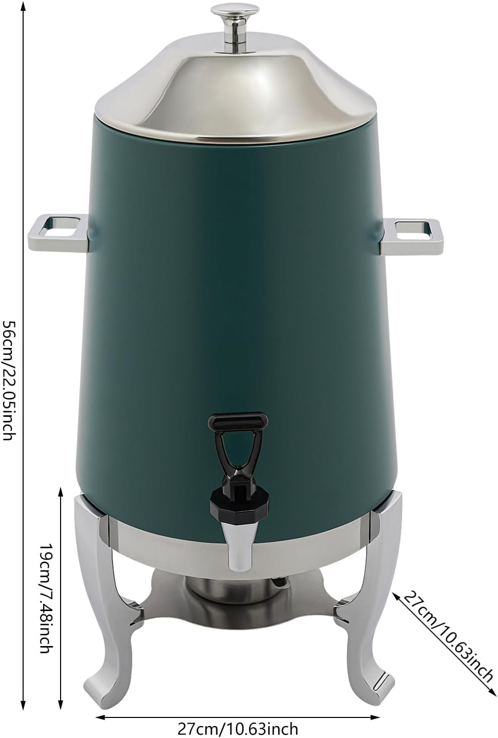 3.43 Gallon / 13L Stainless Steel Beverage Dispenser, Fuel Heating Coffee Urn with Spigot & Fuel Holder, Commercial Hot Water Dispenser Countertop for Milk Coffee Tea Water Juice