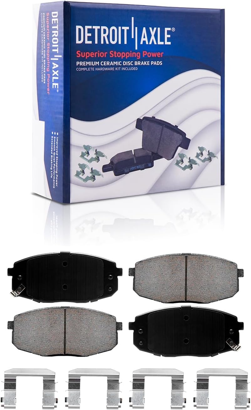 Detroit Axle - Brake Kit for 2010-2013 Kia Forte Koup, 2013 Forte5, Drilled and Slotted Disc Brake Rotors Ceramic Brakes Pads Replacement : 11.02' inch Front and 10.31' inch Rear Rotor