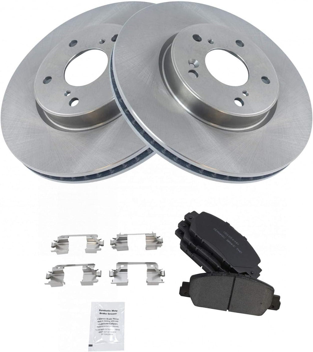 TRQ Front Brake Pad and Rotor Set Ceramic Compatible with 2013-17 Honda Accord EX EX-L 2013-15 Sport Touring 2018-20 LX EX-L I4 1.5L 2014-15 Tour