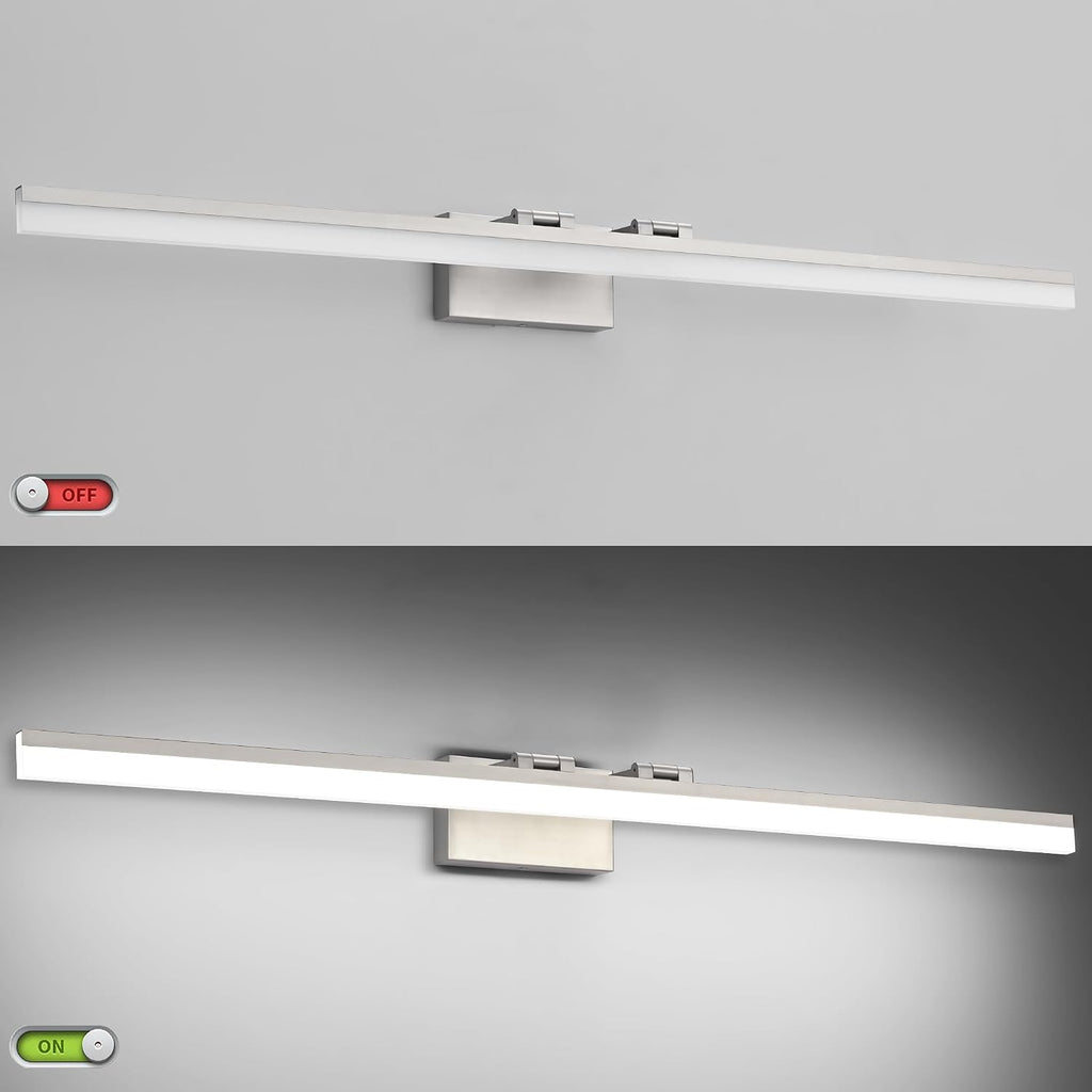 SOLFART 5 Color Temperature Dimmable 47.2 Inch Bathroom Light Fixtures Over Mirror Brushed Nickel Vanity Lights for Bathroom Modern LED Light Fixture 5CCT