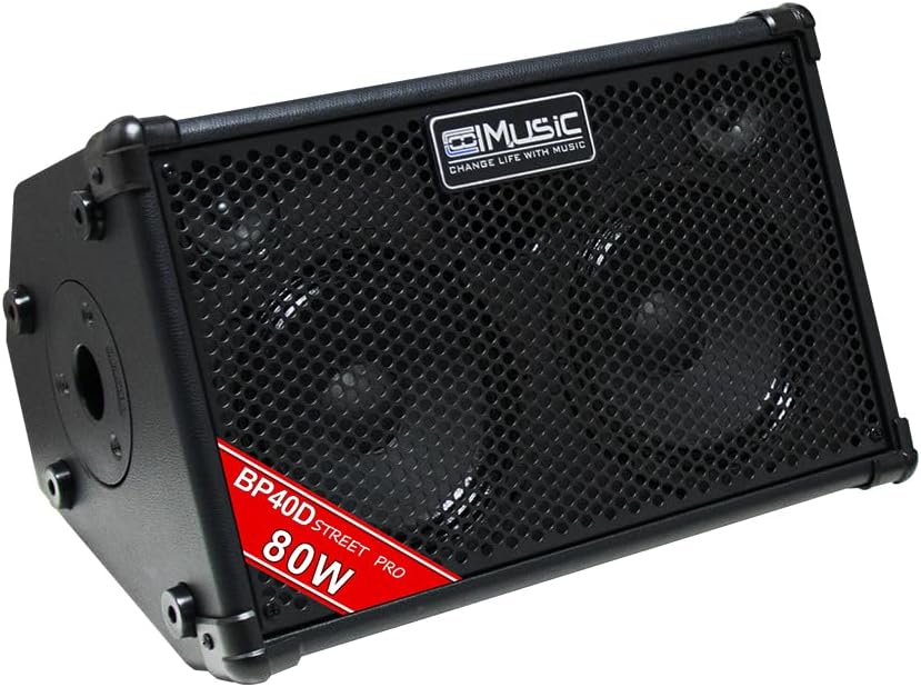 Coolmusic BP40D Powered Acoustic Guitar Amplifier- Portable Bluetooth Speaker 80W W/Battery with Reverb Chorus Delay Effect, 6 Inputs,3 Band EQ, Black