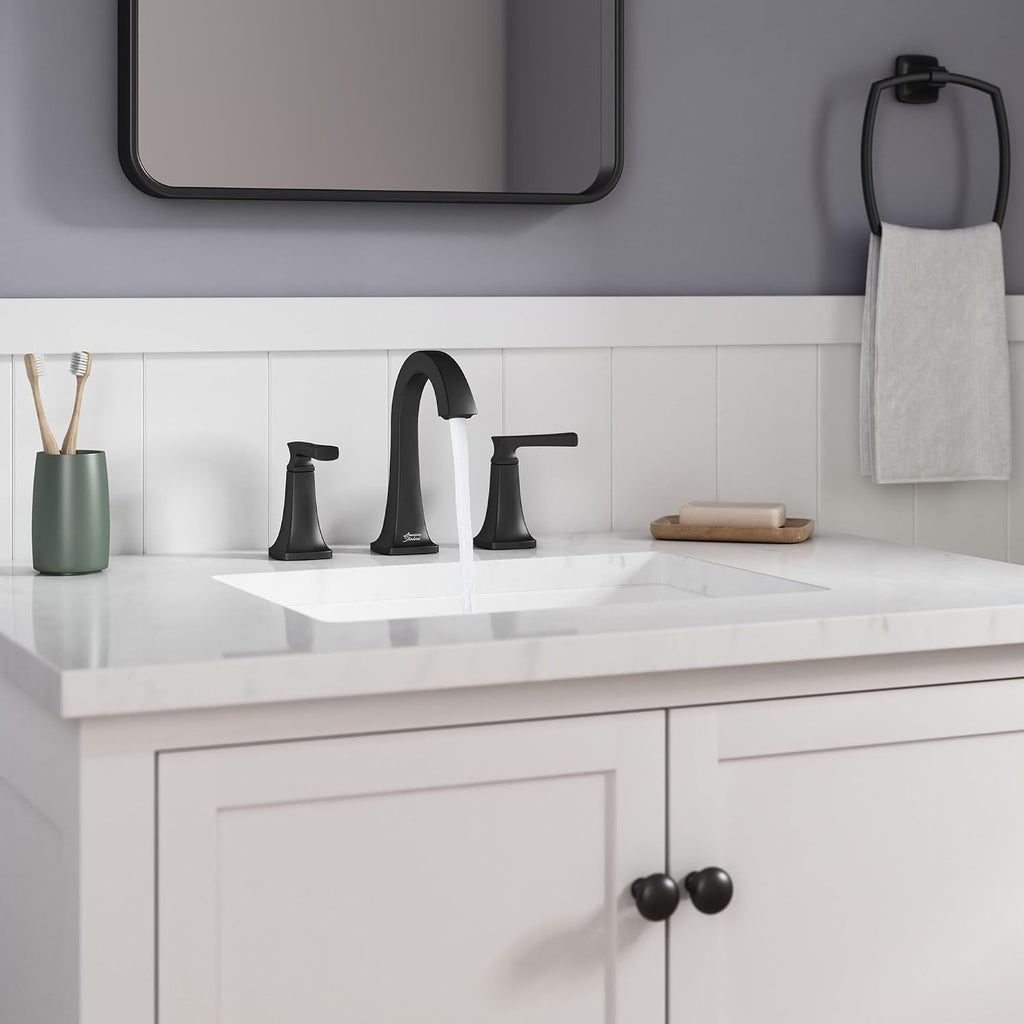American Standard 7426801.243 Belmeade Two-Handle 8-Inch Widespread Bathroom Faucet, 1.2 GPM, Matte Black