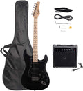 GLARRY Full Size Electric Guitar for Music Lover Beginner with 20W Amp and Accessories Pack Guitar Bag (Black, 39' Right Handed)