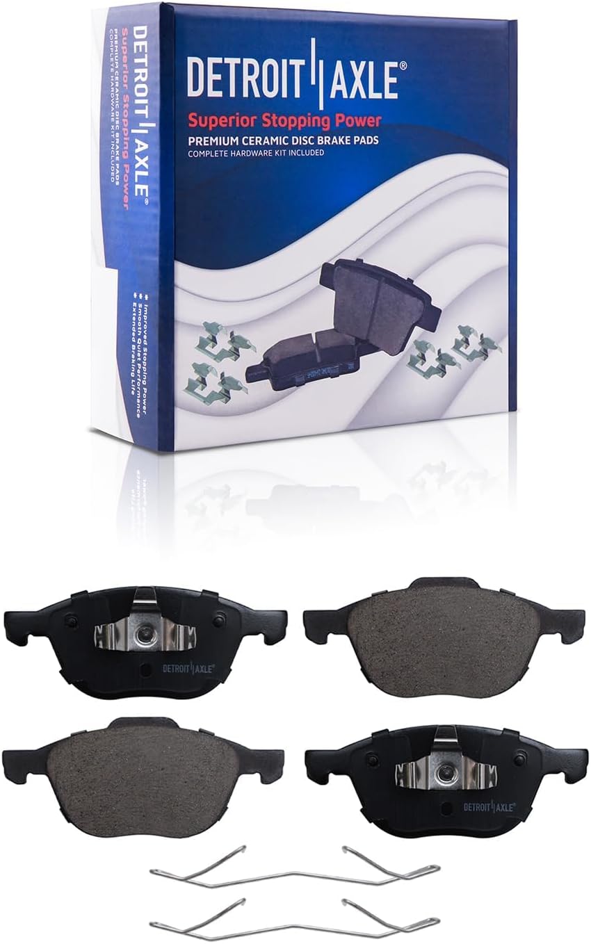 Detroit Axle - Brake Kit for 2006-2011 Volvo S40, 2012-2013 C30, 2005-2011 V50, 2010-2011 C70, Rear Drilled Slotted Disc Brake Rotors Ceramic Brake Pads with Hardware Replacement