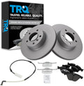 TRQ Front Brake Pad and Rotor Set Ceramic G Coated Vented Rotors Wear Sensor Compatible with 2007-2010 BMW 328i 2009-2010 328i xDrive