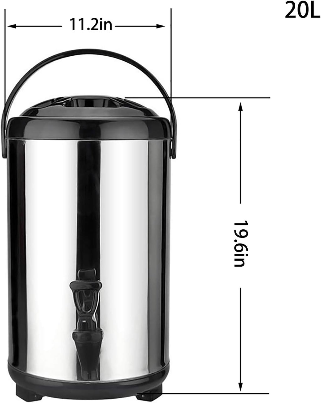 Stainless Steel Catering Boiler, 18L/20L Coffee Hot Water Dispenser-Red and Black, Beverage Commercial Water Dispenser Milk Tea Insulation for Beverage Store Party(Black 20L)