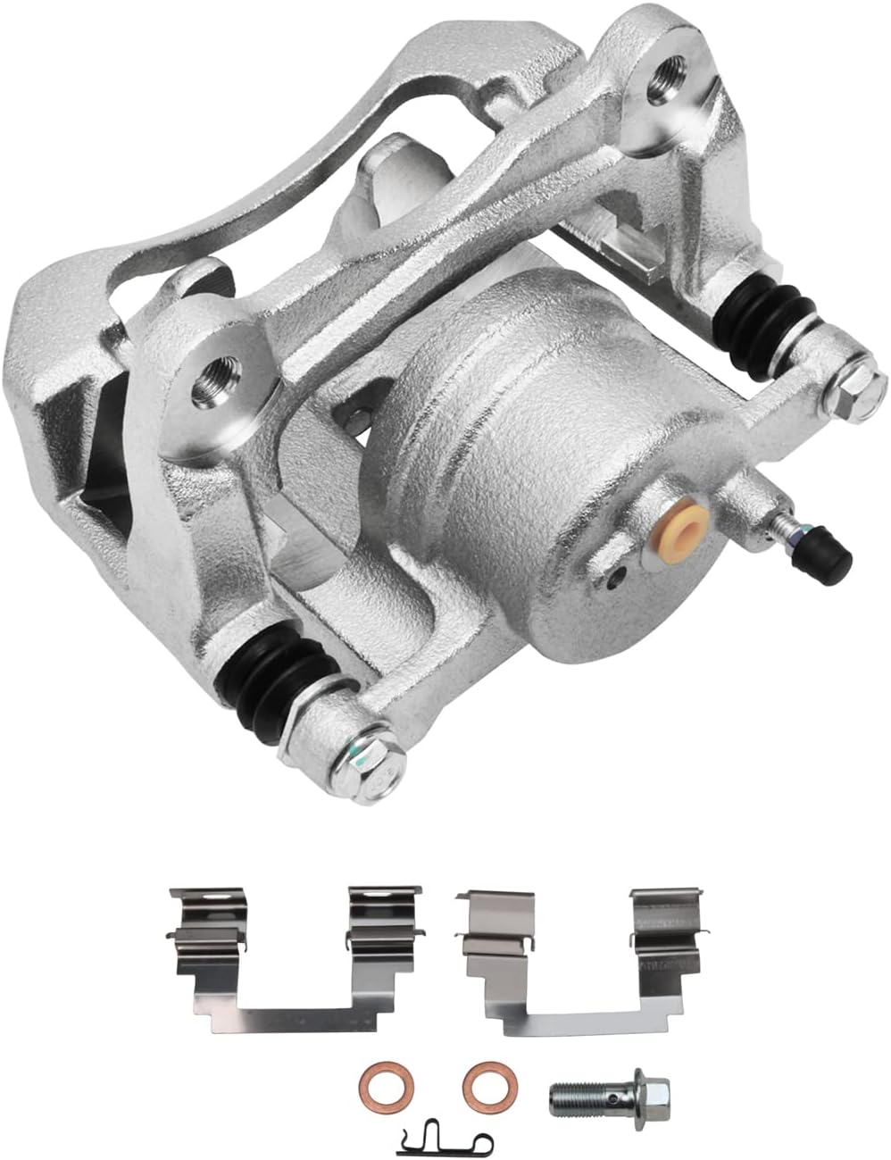 Detroit Axle - Front Brake Kit for 03-08 Toyota Matrix Corolla Pontiac Vibe, Drilled & Slotted Disc Brake Rotors Ceramic Brake Pads Brake Caliper 2003 2004 2005 2006 2007 2008 Replacement