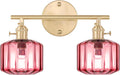 Vintage Wall Light Brass Vanity Light Bathroom Light Fixtures 2-Light Wall Sconce with Purple Globe Glass Shades Vanity Lighting for Stairwell Living Room Bedside Bedroom