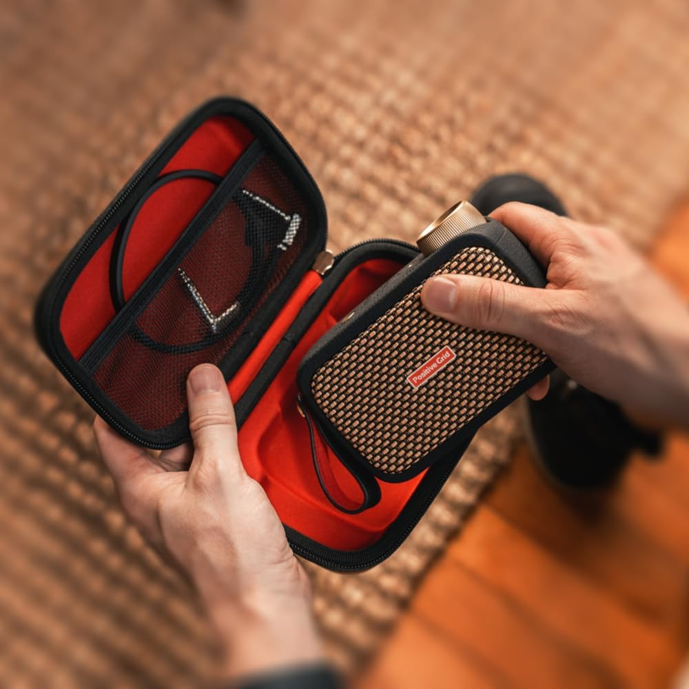 Positive Grid Spark GO + Carry Case Bundle – 5W Ultra-Portable Smart Guitar Amp & Bluetooth Speaker with Smart App for Electric Guitar, Acoustic or Bass