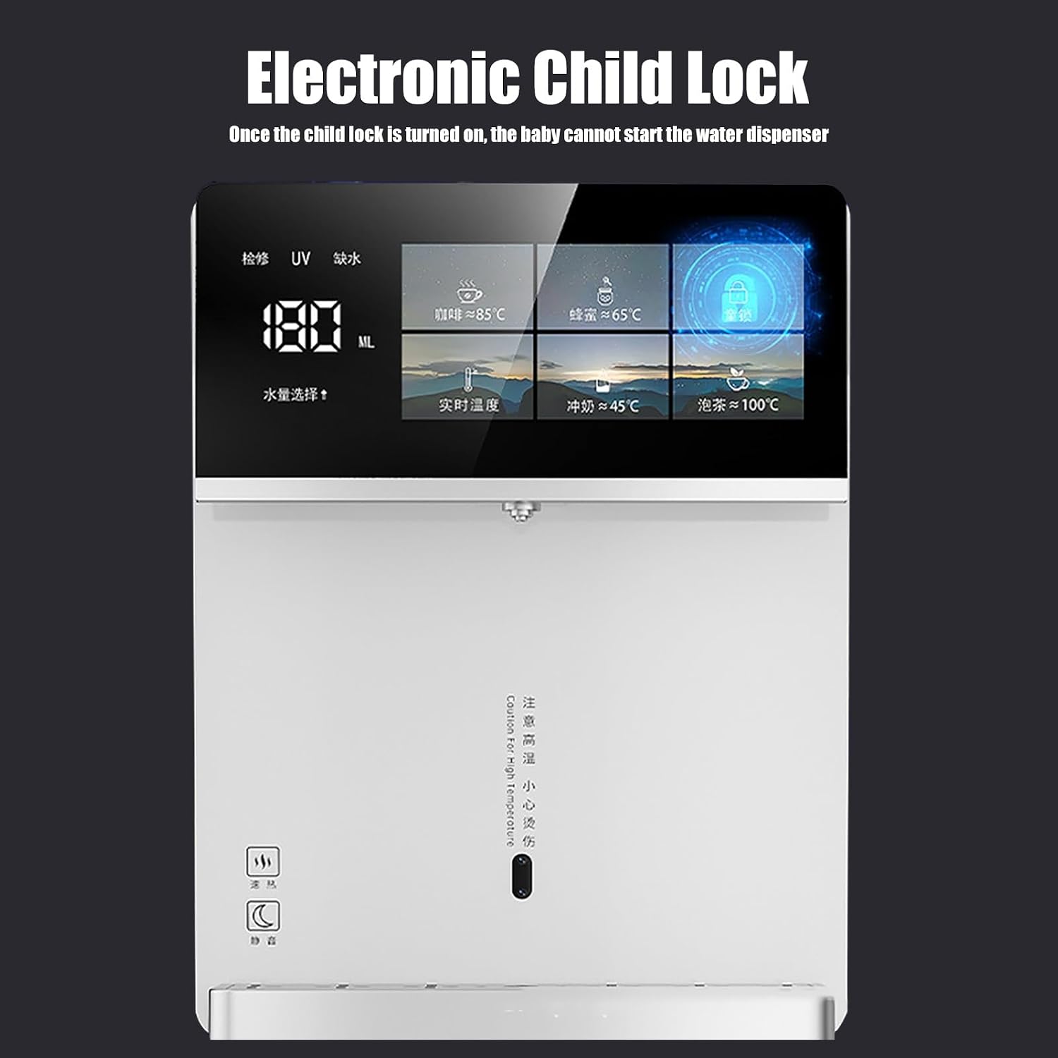 Wall Mounted Hot and Cold Water Dispenser, 3200W Instant Heat Water Cooler, 5 Precise Temperature Control, Intelligent Large Screen Touch, Child Lock(White)