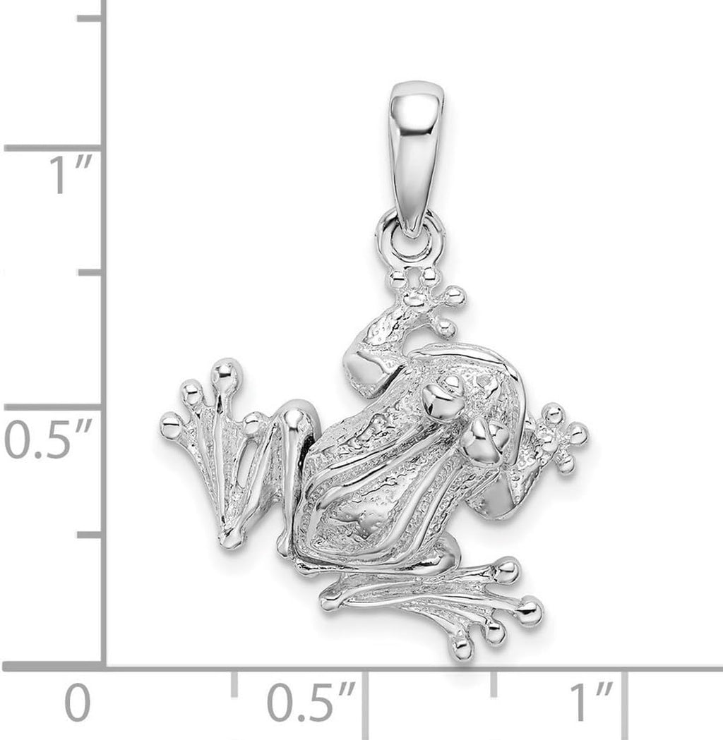 JewelryWeb 20.5mm 925 Sterling Silver Rhodium Plated Polished Bug Eyed Frog Pendant Necklace Pendant for Women