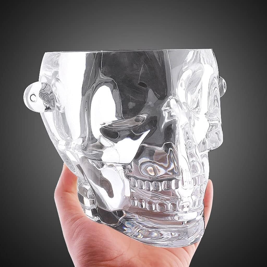 Skull Design Insulated Ice Bucket for Parties – Plastic Wine Cooler with Ice Holder, Ideal for Home, KTV, Bar, and More