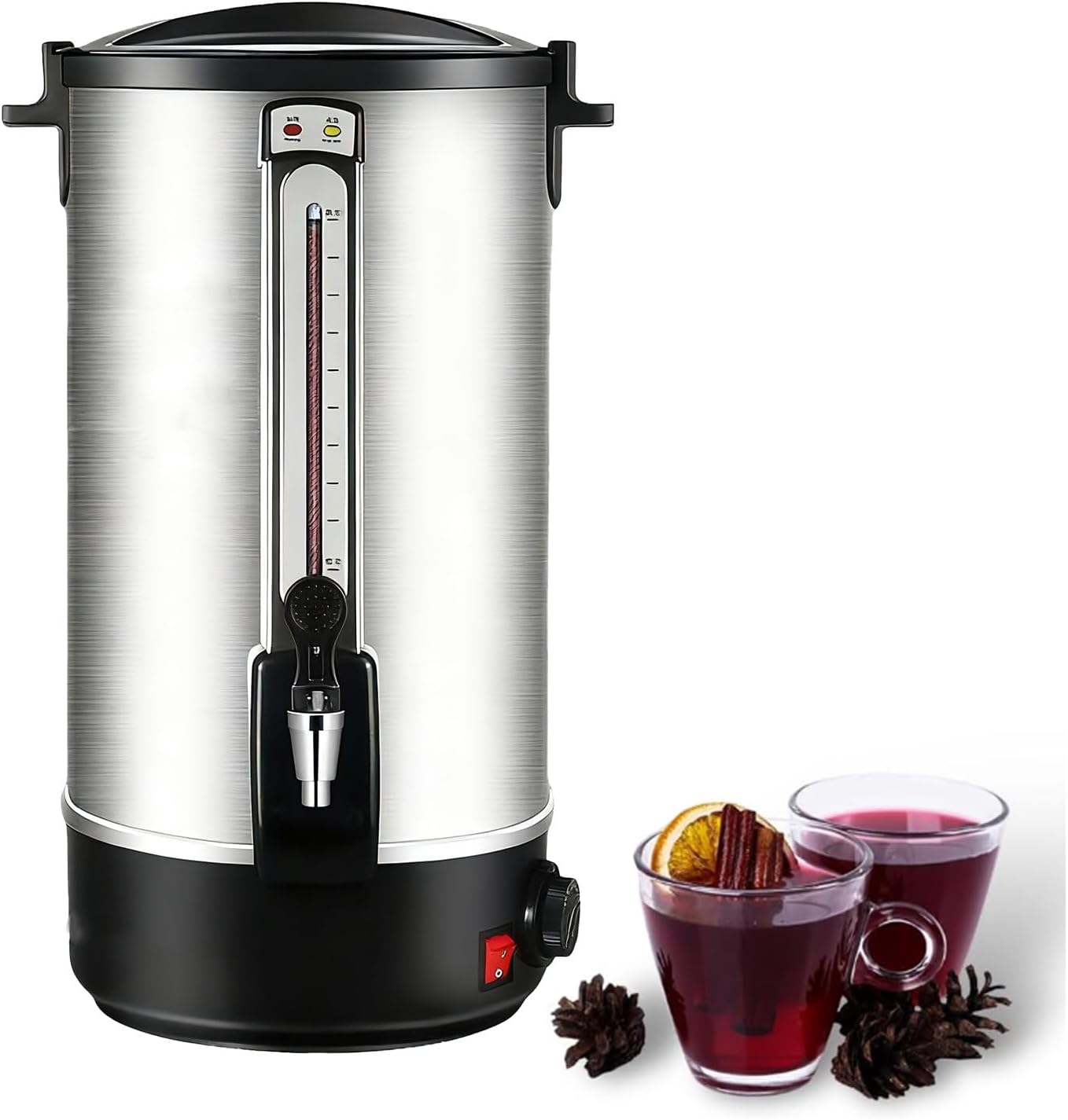 Commercial Coffee Urn,Large Capacity Stainless Steel Coffee Maker, Fast Brew/Rapid Extraction with Automatic Temperature Control & Faucet,Hot Water Dispenser 20L