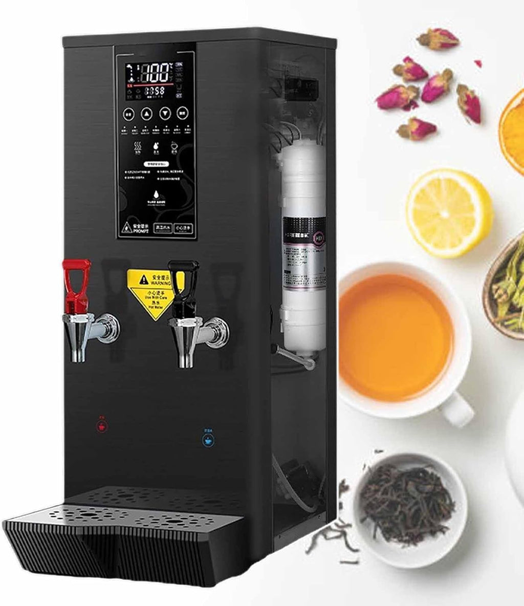 Automatic Hot Water Boiler, Commercial Auto Fill Hot Water Dispenser, Stepping Type Boiling Water Machine, with Temperature Display & Timer, for Brewing Coffee, Hot Cocoa,Black