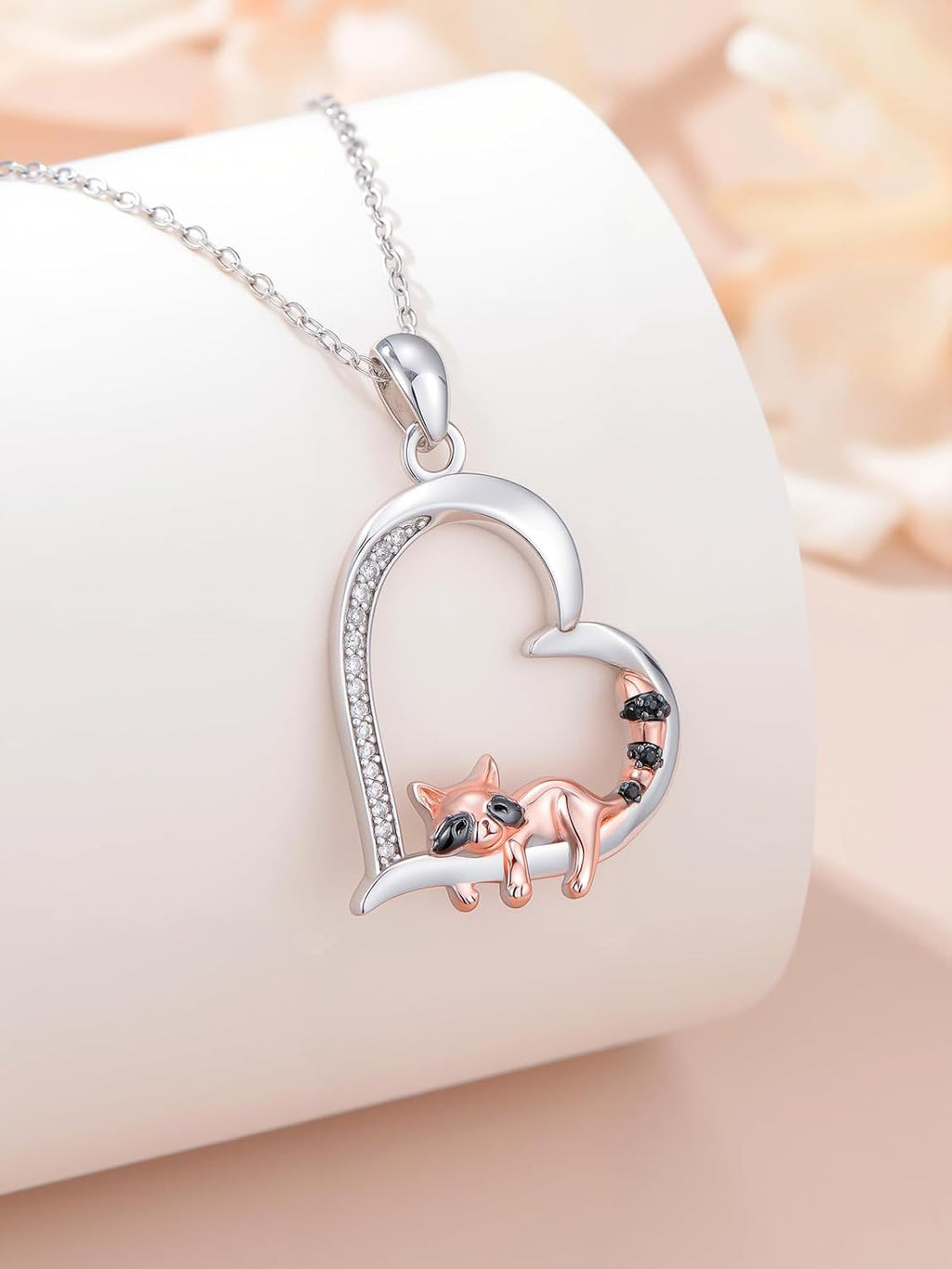 ZBA Natural Diamond Animal Necklaces for Women, 18k Gold Plated 925 Sterling Sliver Fine Jewelry Meaningful Gifts (Color F-G/Clarity I1-I2)