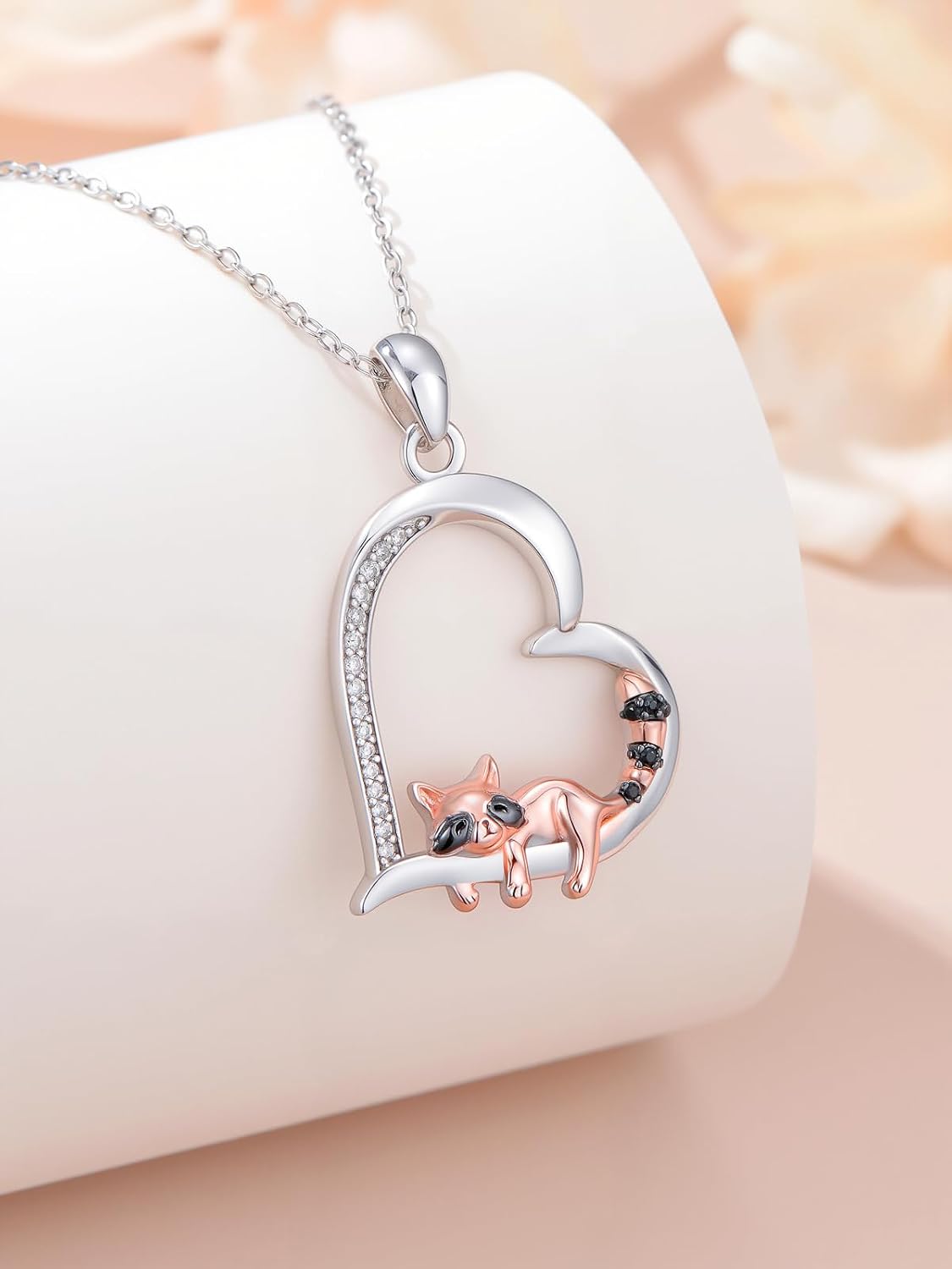 ZBA Natural Diamond Animal Necklaces for Women, 18k Gold Plated 925 Sterling Sliver Fine Jewelry Meaningful Gifts (Color F-G/Clarity I1-I2)